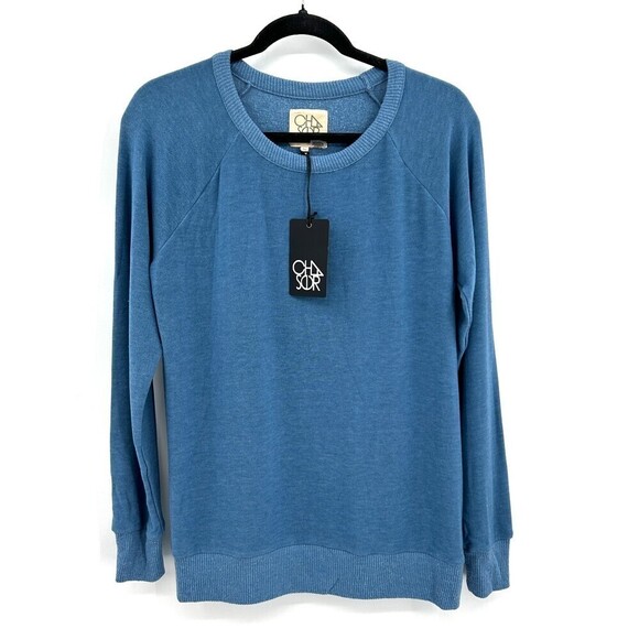 NWT CHASER Blue Crew Neck Super Soft Comfy Cozy Pullover Sweatshirt Size Medium - Picture 1 of 4
